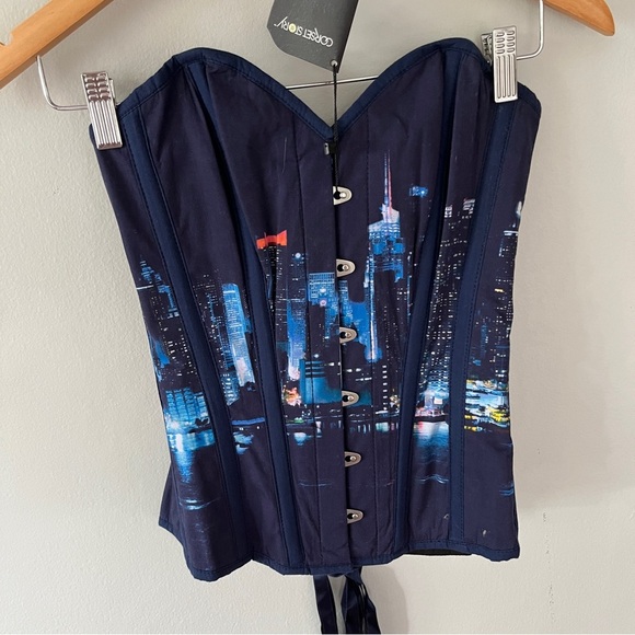 Corset Story Instant Shape Classic Over Bust Corset in City Skyline Navy NWT - Picture 2 of 6